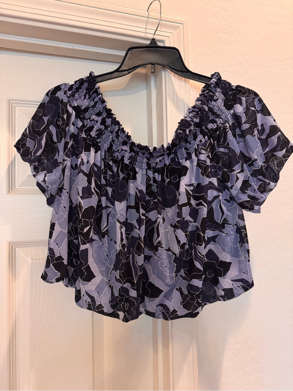 Free People Technicolor off-the-shoulder floral bubble crop top size large